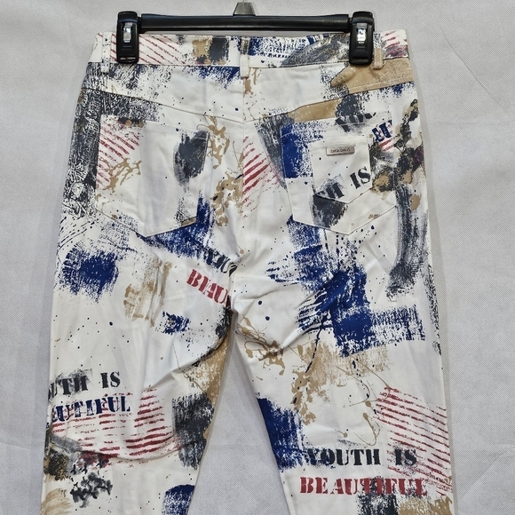 Simon Chang Graffiti Jeans Multicolored 97% Cotton 3% Spandex Sz 6 - Picture 4 of 8